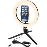 Image of Studio ring light with phone holder and tripod