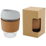 Image of Lidan 360 ml borosilicate glass tumbler with cork grip and silicone lid